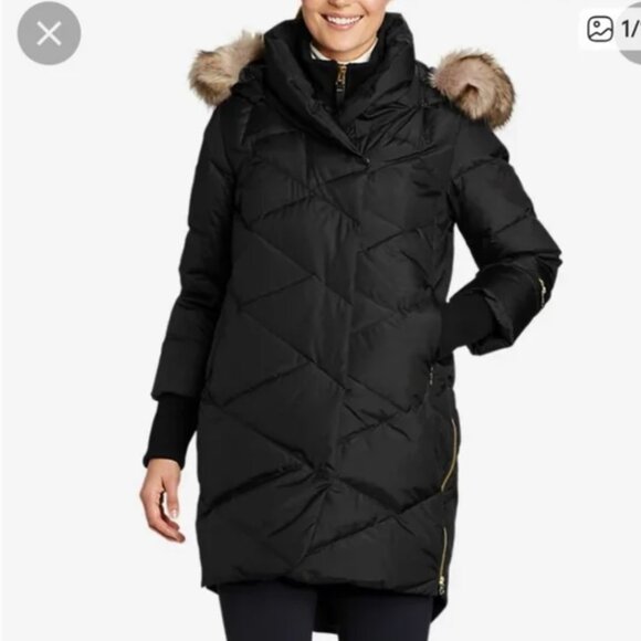 Eddie Bauer Centennial Collection Down Parka Size Large BLACK - Picture 2 of 10